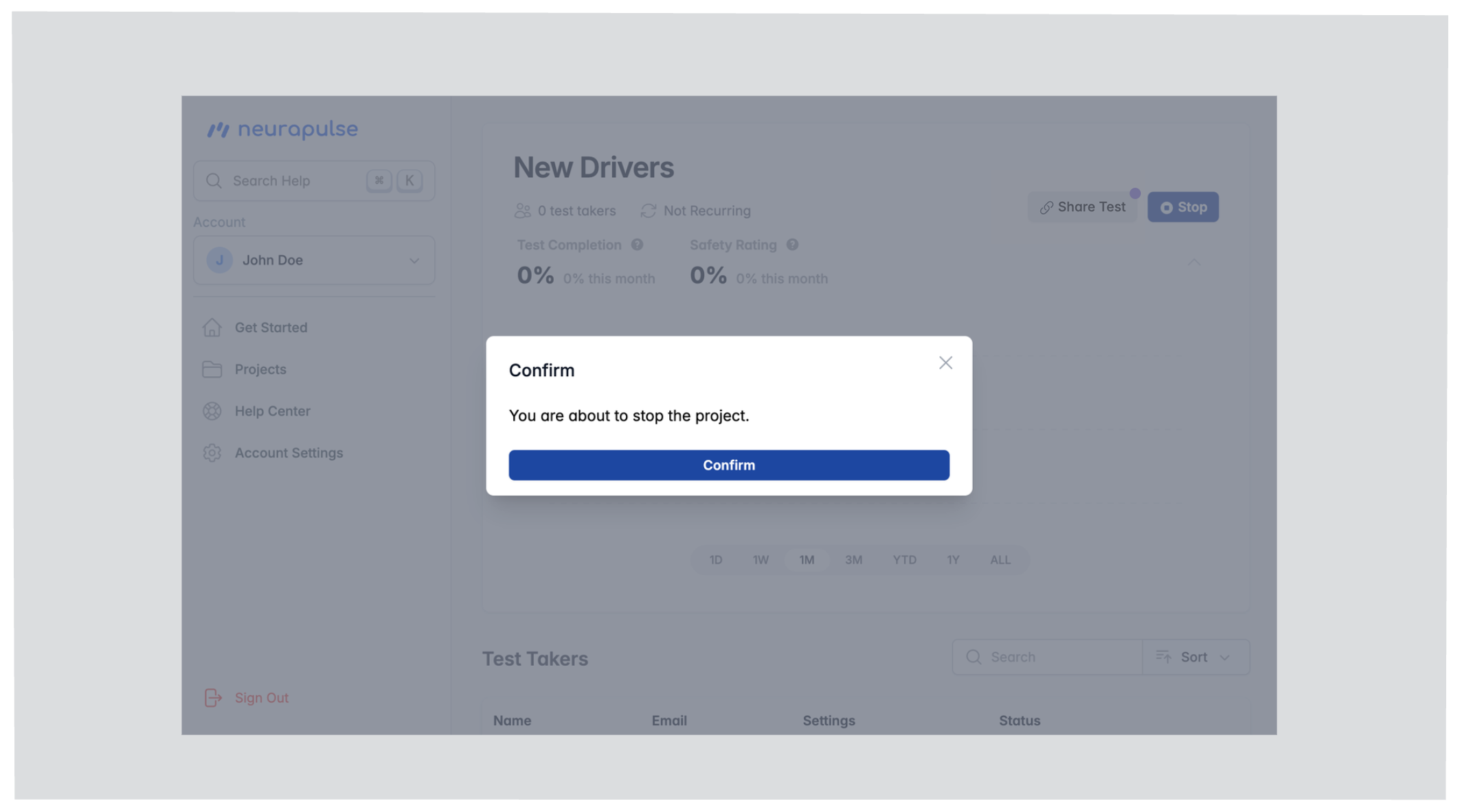 Stop a Project and Confirm
