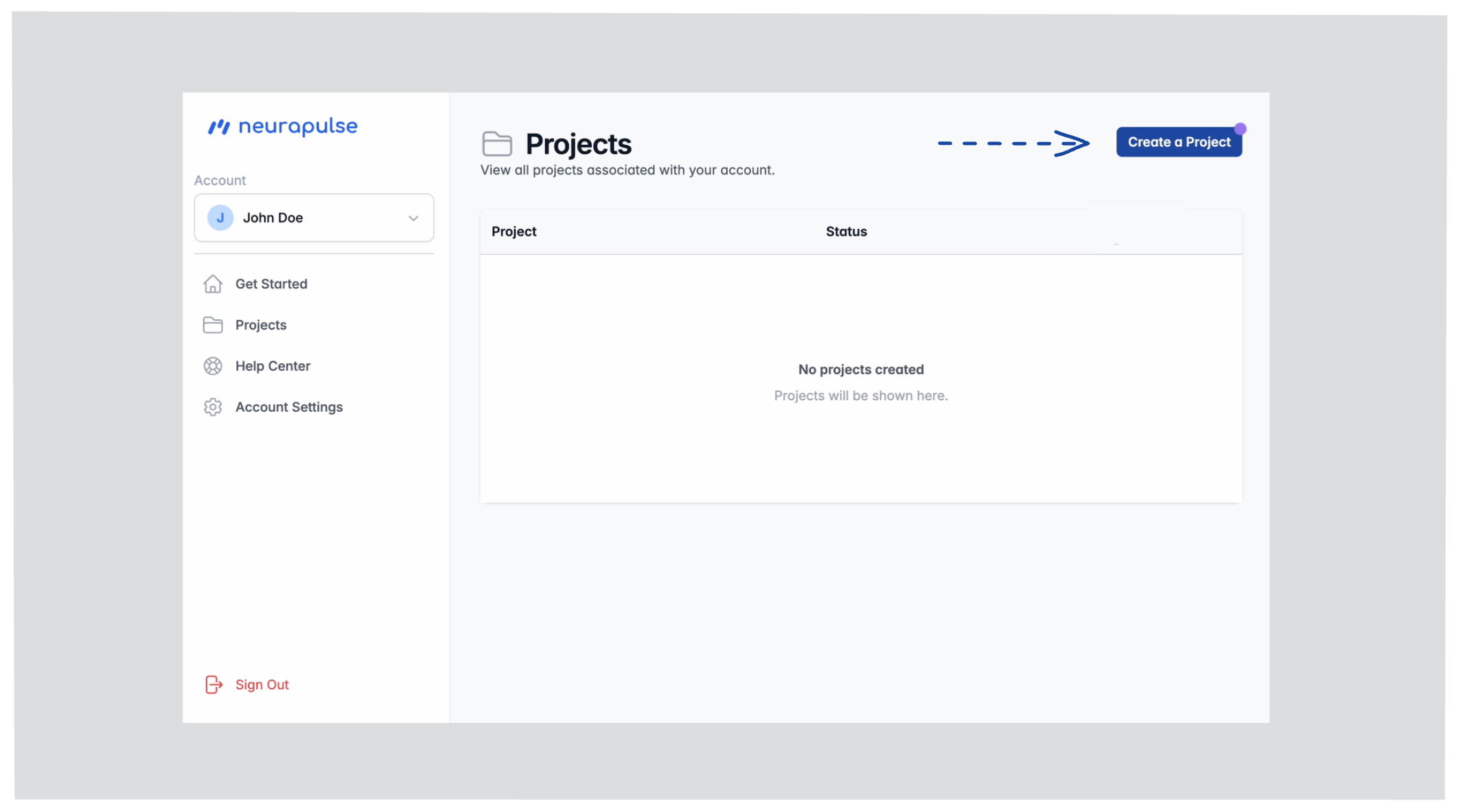 Create Project Button