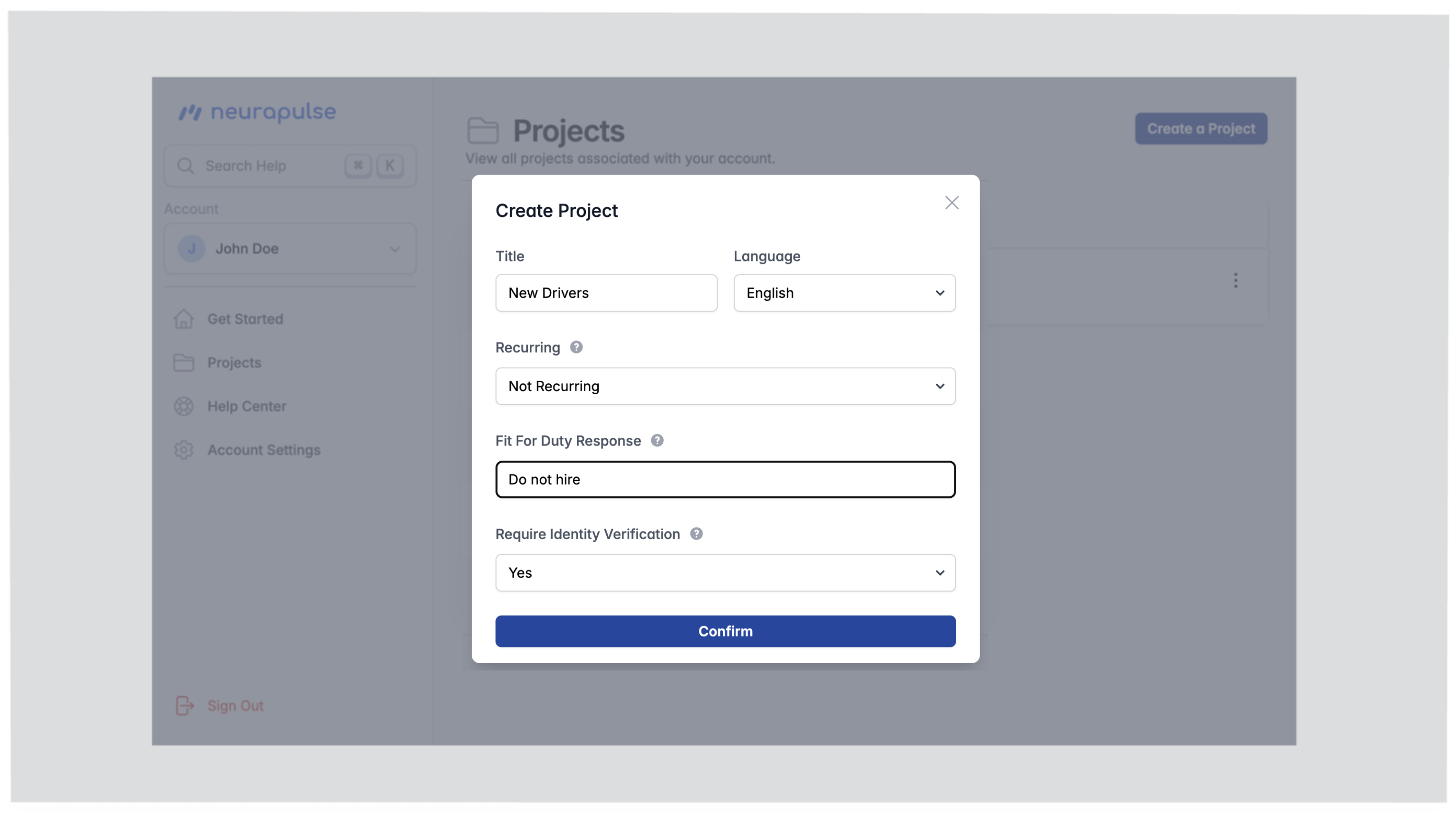 Create Project Form