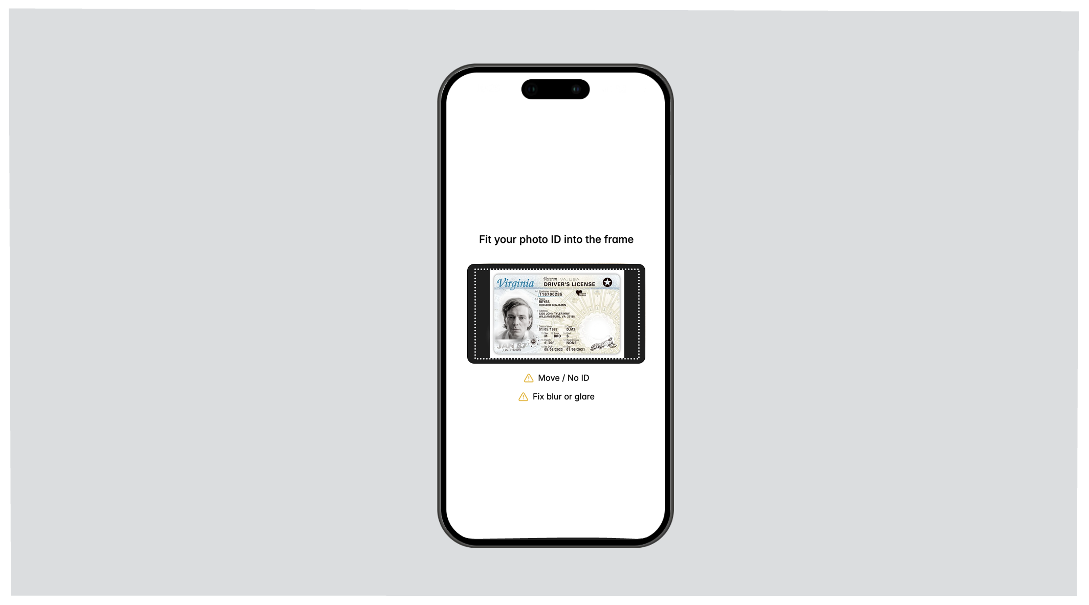 Take image of Photo Id