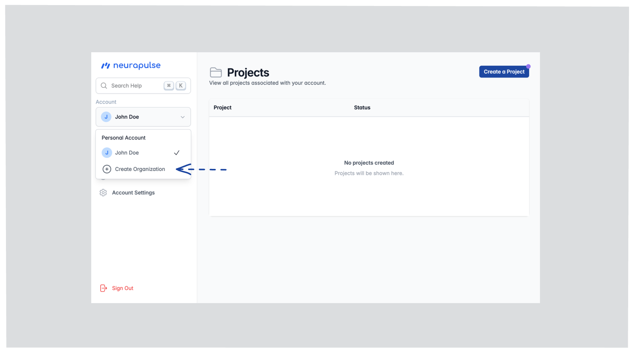 Click on Create Organization
