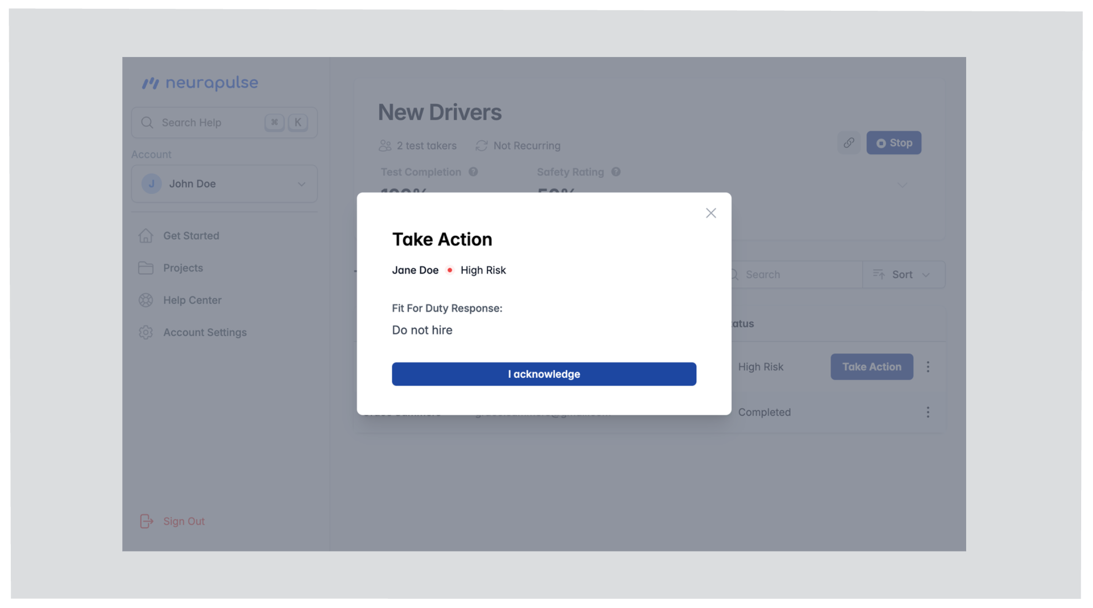 View Take Action Modal